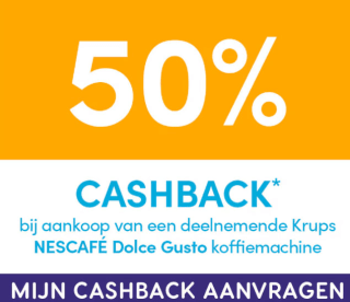 50% cashback op een Dolce Gusto koffiemachine
