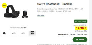 GoPro Head Strap 2.0 voor €14,90 bij Proshop