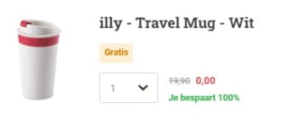 Gratis Illy travelmug bij aankoop vanaf €40 Illy koffie bij Koffievoordeelshop