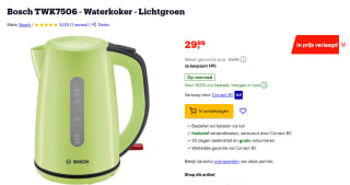 Bosch TWK7506 waterkoker lichtgroen voor €29,99 bij Bol