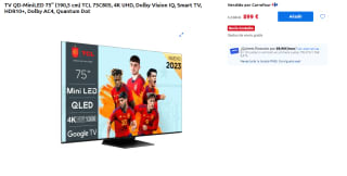 Televisor Mini LED 75" TCL 75C805 Google TV por 899€