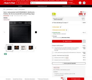 Horno Samsung Dual Cook 76l con WiFi NV7B4430ZAB/U1 por solo 299€