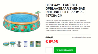 Bestway - Fast Set - Opblaasbaar zwembad inclusief filterpomp 457x84 cm voor €59,95 bij Dagknaller