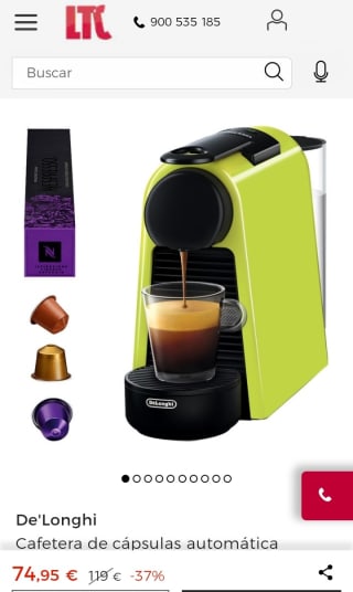 De'Longhi Cafetera de cápsulas automática por 74,95€.