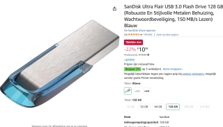 Sandisk Ultra Flair 128GB USB3.0 voor €10,99 bij Amazon