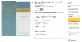 Perfume Dolce & Gabbana Light Blue Forever 100ml por $938 en Amazon