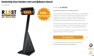 Heatstrip Gas Heater met verrijdbare stand voor €499,90 bij Roost Buitenkoken