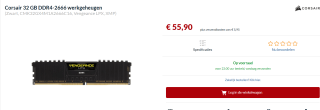 Corsair Vengeance LPX CMK32GX4M1A2666C16 voor €55,90 bij Alternate