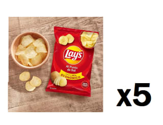 5 Bolsas de Patatas fritas al punto de sal Lay's sin gluten 265 g por 9.3€