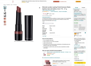 Barra de Labios Rimmel London tono 715 21g por solo 2,66€