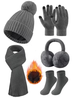 Pack Gorro bufanda guantes para pantalla táctil orejeras y calcetines Niwicee por solo 9,99€