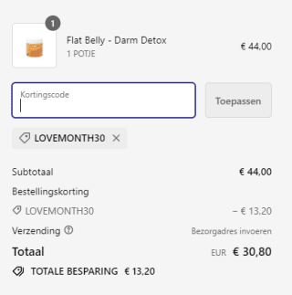 30% korting op je bestelling bij jennahorganics