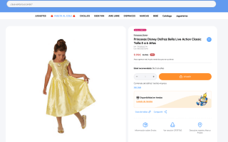 Princesas Disney Disfraz Bella Live Action Classic Talla 5 a 6 Años por 9,99€