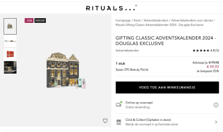 Rituals adventskalender voor 59,95 euro en andere met 25% korting