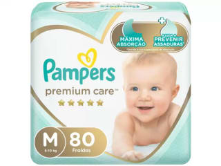 Fraldada Pampers Premium Care, tamanho M - R$ 78,90