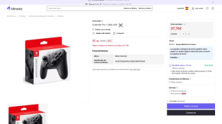 Nintendo Switch Mando Pro Controller por 37,76€