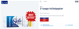 SOLO 3-laags toiletpapier voor €6,99 bij de Aldi
