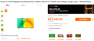 Smart TV da LG de 50 polegadas NanoCell 4K - R$ 2.349,99