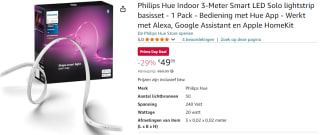 Philips Hue Indoor 3-Meter Smart LED Solo lightstrip voor €49,99 met Amazon Prome