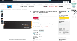 SSD WD BLACK SN850X 1TB por 83,19€