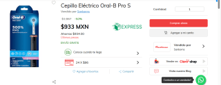 Cepillo de dientes oral b pro 2000 por $933 en Claro Shop