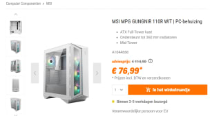 MSI MPG GUNGNIR 110R WHITE Behuizing voor €76,99 bij NBB