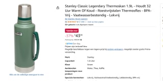 Stanley Classic Legendary Thermosfles 1.9L voor €43,89 bij Amazon