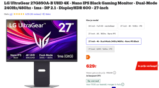 LG UltraGear 27G850A-B UHD 4K - Nano IPS Black Gaming Monitor voor €629 bij bol