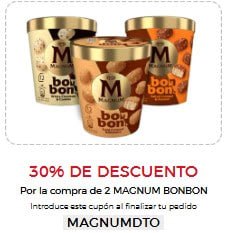 30% de descuento Por la compra de 2 magnum Bonbon