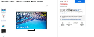 Televisión 65 pulgadas Samsung modelo UE65BU8505, 4K UHD por 599€