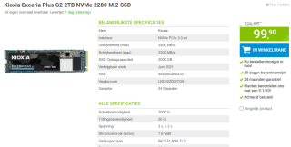 Kioxia Exceria Plus G2 2TB voor €99,90 bij Megekko