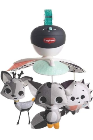 Tiny Love Take Along-Mobile, Movil Cuna Bebe Musical Portátil 3 en 1 por 19,95€.