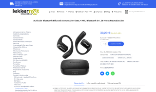 Auricular Bluetooth Blitzrock Conduccion Osea 4 Mic Bluetooth 5.4 28 Horas Reproduccion por 30,20€