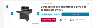 Barbacoa de gas 3 llamas y 4 zonas de cocción por solo 0,99€