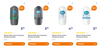 Alle Odorex deorollers voor €1 bij Trekpleister