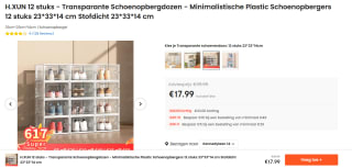 12 stuks - Transparante Schoen opberg dozen voor €17,99 bij Ochama