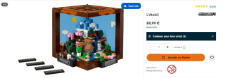 LEGO Minecraft 21265 - L'établi à 89,99€