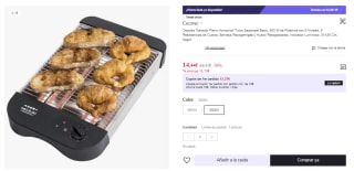 Cecotec Tostador Plano Horizontal Turbo Easytoast Basic. 900 W de Potencia con 6 Niveles, 3 Resistencias de Cuarzo, Bandeja Recogemigas y Hueco Recogecables por 14.44€ (Cuenta Nueva 8.66€)