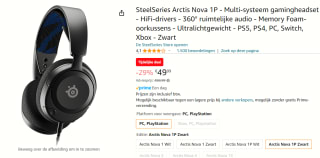 SteelSeries Arctis Nova 1P gaming headset voor €49,99 bij Amazon