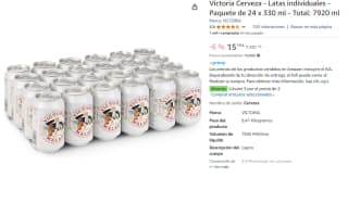 3 Packs de 24 Latas de cerveza Victoria por 28.1€