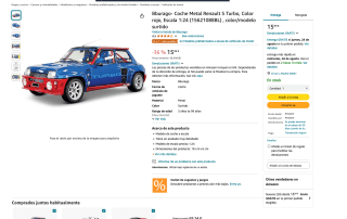 Coche Bburago Metal Renault 5 Turbo Escala 1:24 por 15,99€