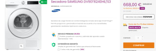 Secadora SAMSUNG DV90T6240HE/S3 por 638€