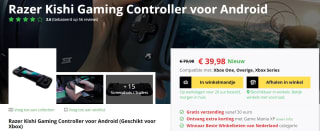 Razer Kishi Gaming Controller Zwart (Android) voor €39,99 bij Gamemania