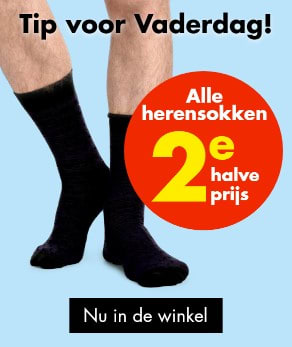 Alle herensokken 2e halve prijs bij Wibra (alleen in de winkel)