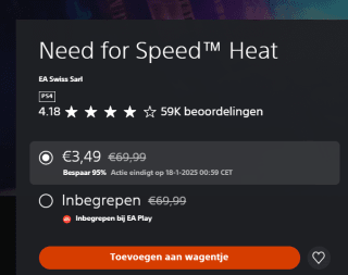 Need for Speed™ Heat voor €3,49 in de Playstation Store