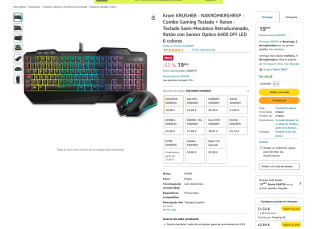 Combo KROM KRUSHER Gaming Teclado y Ratón por 19,99€