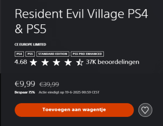Resident Evil Village PS4 & PS5 voor €15,99 in Playstation Store