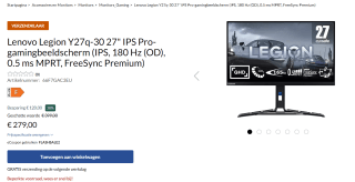 Lenovo 27" Scherm Legion Y27q-30 - Zwart voor €279 bij Lenovo