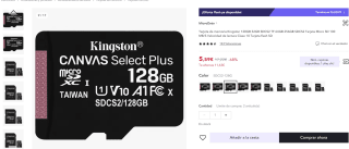 ofertas Tarjeta de micro sd memoria Kingston desde 2,24€