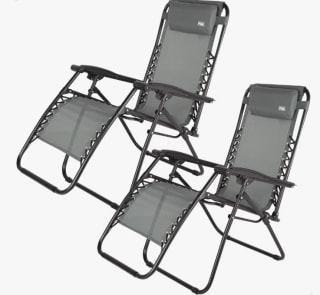 Pack 2 sillas plegables jardín gravedad cero gris 2 posiciones Aktive por 51,59€